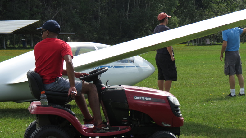 Ayush on a lawn tractor